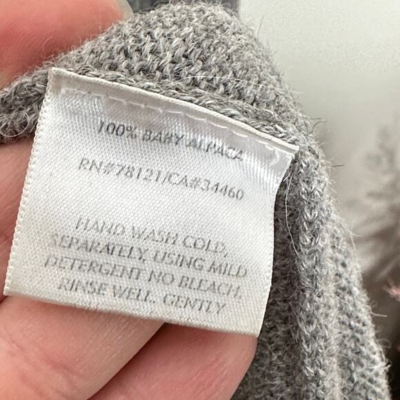 EILEEN FISHER Felted Baby Alpaca Wool Melange Cardigan Gray {J41} - Picture 5 of 5